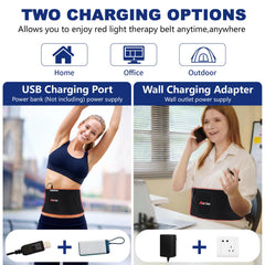 Weiyitec belt powered by USB for convenient connection to computer or wall charger.