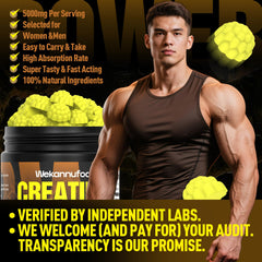 Label of Wekannufod 5000mg creatine monohydrate gummies showing high dose