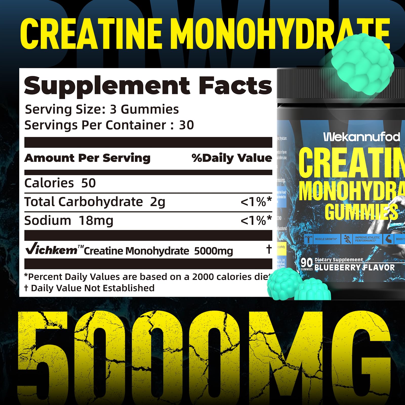 5000mg creatine monohydrate label on the product