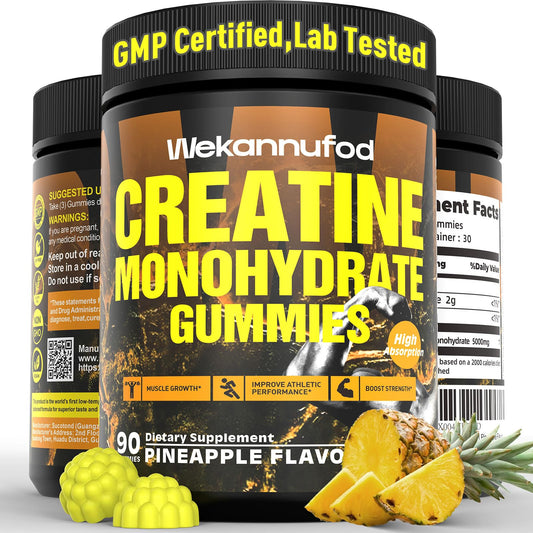 Wekannufod creatine gummies bottle front view for convenient daily workouts