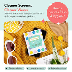 Well-Kept device cleaning wipes on phones and tablets for oil-free clarity