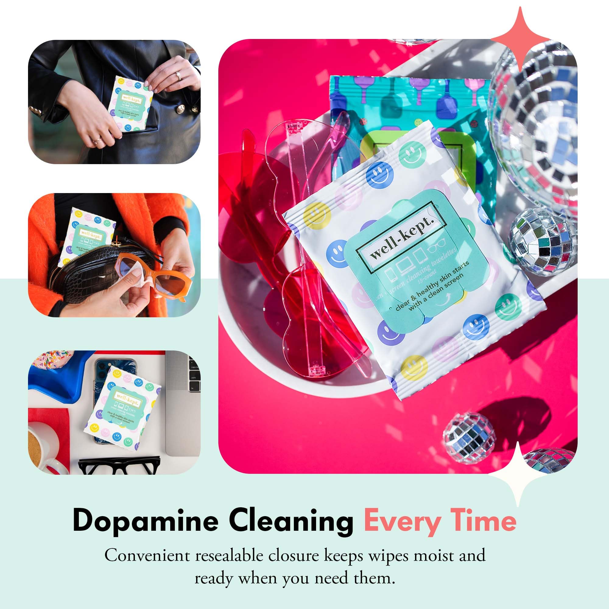 Well-Kept eyewear wipes cleaning glasses and sunglasses gently