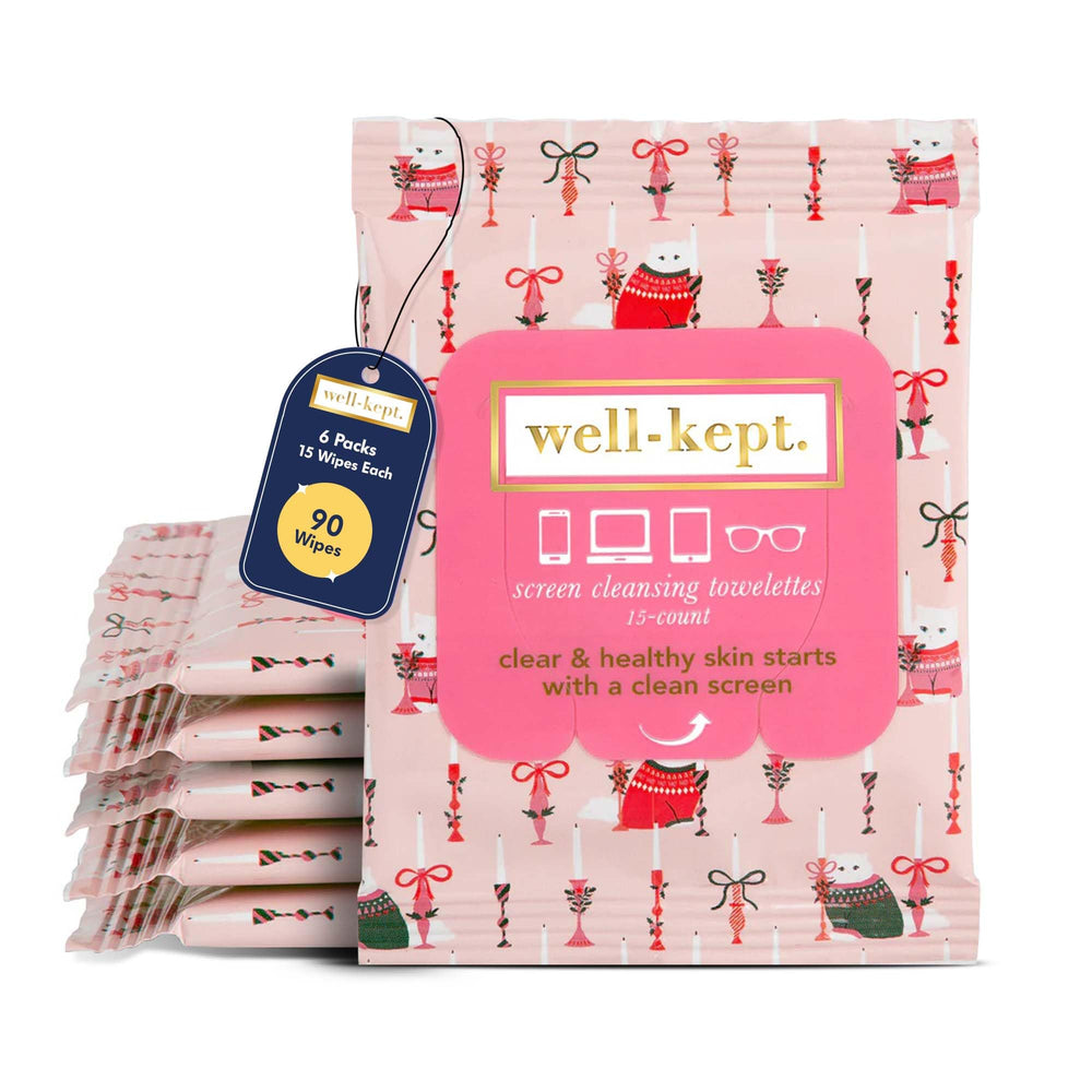Well-Kept wipes pack with rainbow stripes for quick glasses cleaning on the go.