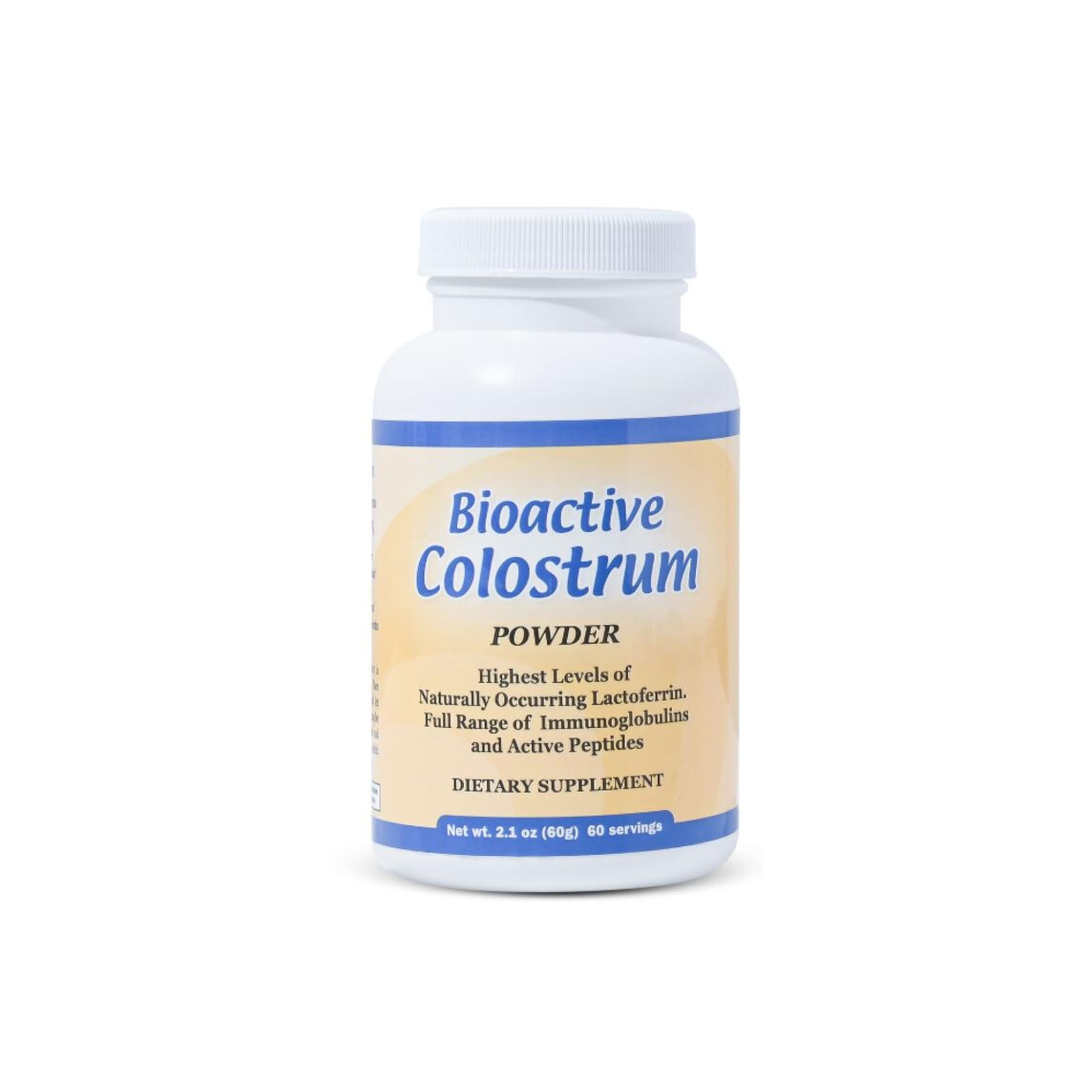 Well Wisdom Bioactive Colostrum powder jar close-up highlighting immune support and smoothie versatility.