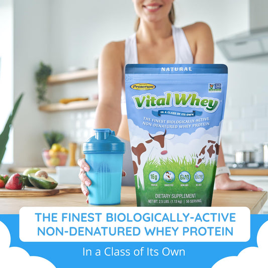 Well Wisdom Vital Whey shake glass with natural flavor for steady energy.