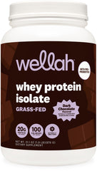 Wellah Grass-Fed Whey front canister showcasing premium protein for daily use.