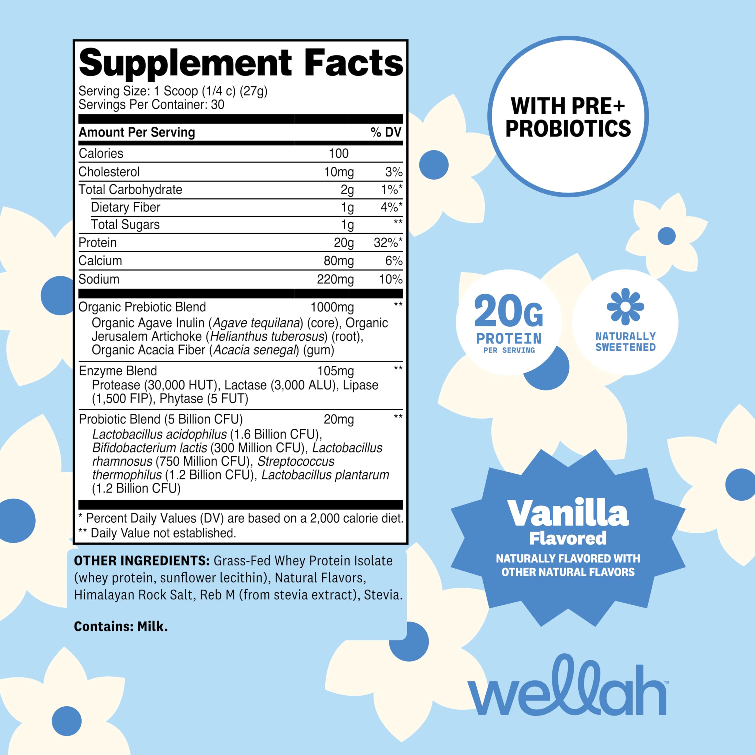 Wellah vanilla whey powder being added to smoothie for digestion-friendly nutrition