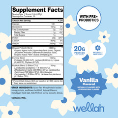 Wellah vanilla whey powder being added to smoothie for digestion-friendly nutrition
