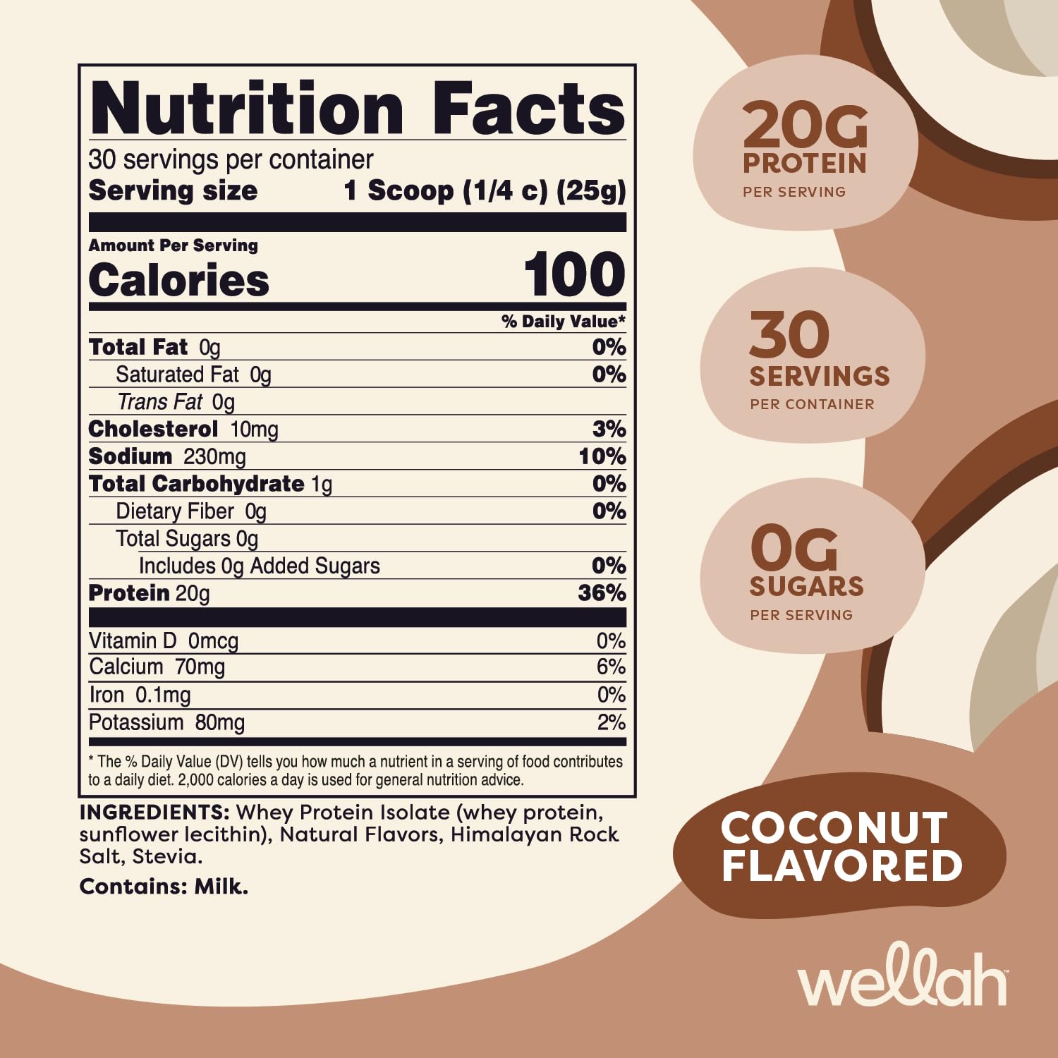 Wellah Protein Your Whey coconut powder dispense, smooth mix for shakes anytime.