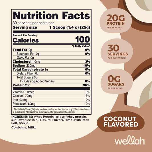 Wellah Protein Your Whey coconut powder dispense, smooth mix for shakes anytime.