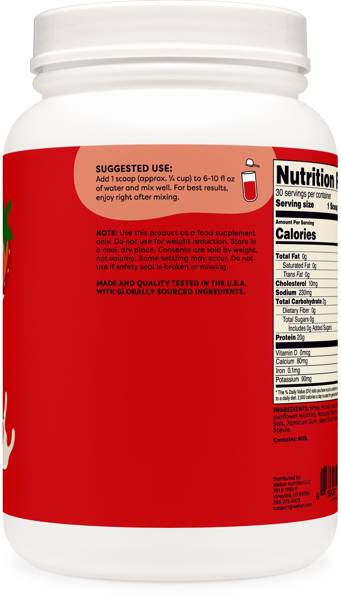Wellah Protein Your Whey isolate powder jar highlights purity and freshness.
