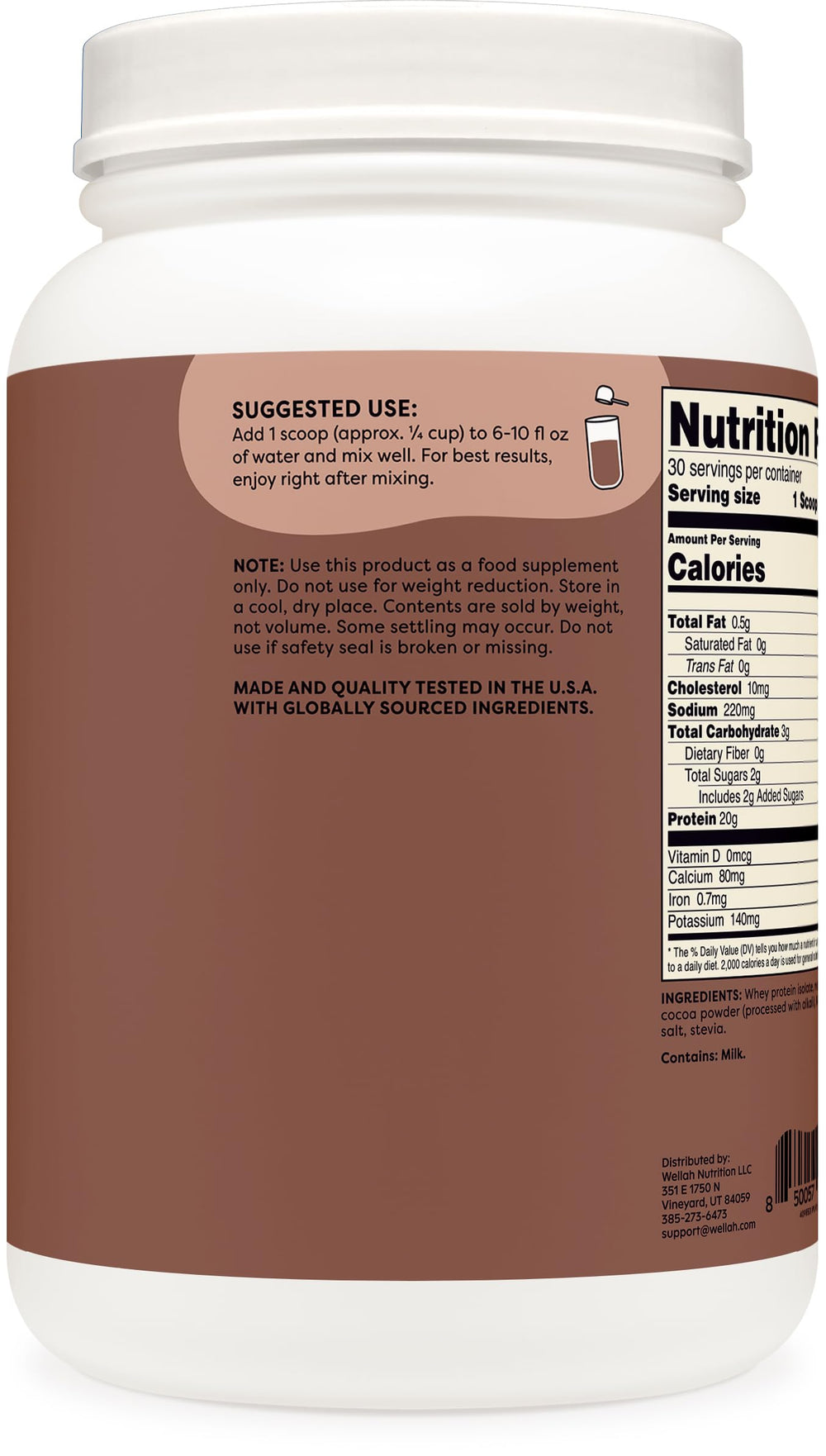 Wellah Protein Your Whey scoop highlights 30 servings per container for long-lasting use.