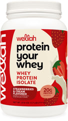 Wellah Protein Your Whey Strawberries and Cream bottle for convenient post-workout nutrition.