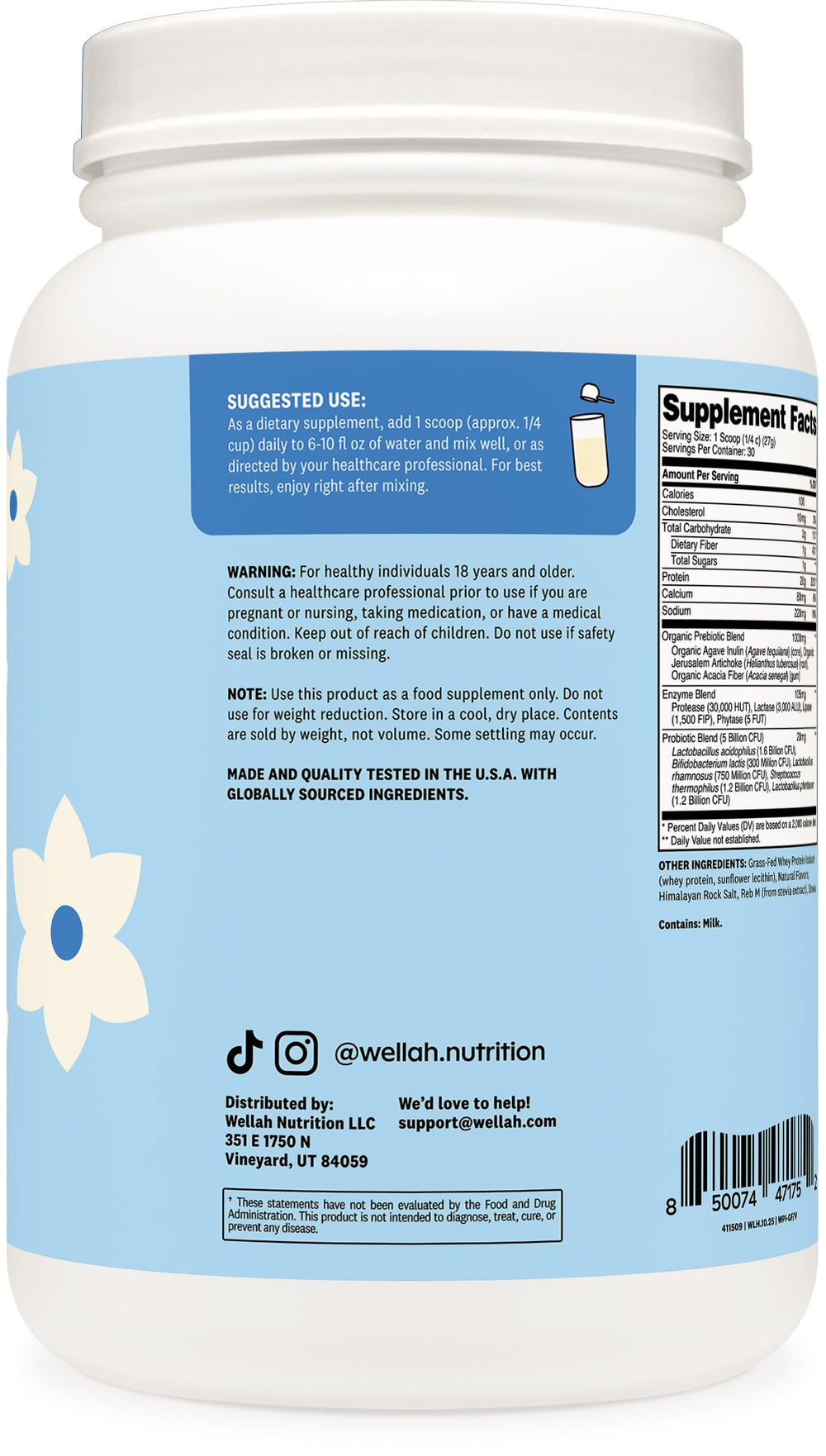 Wellah vanilla whey shake after workout for muscle support