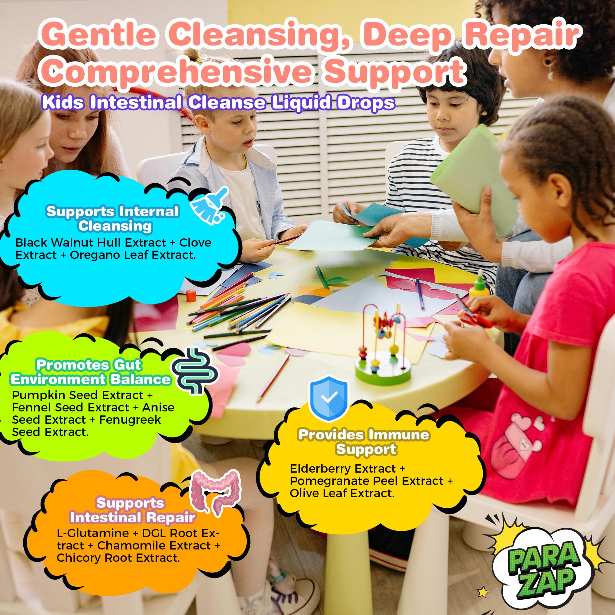 Well&Whole dosing guide shows 1 mL for ages 1-3 and 2 mL for older kids.