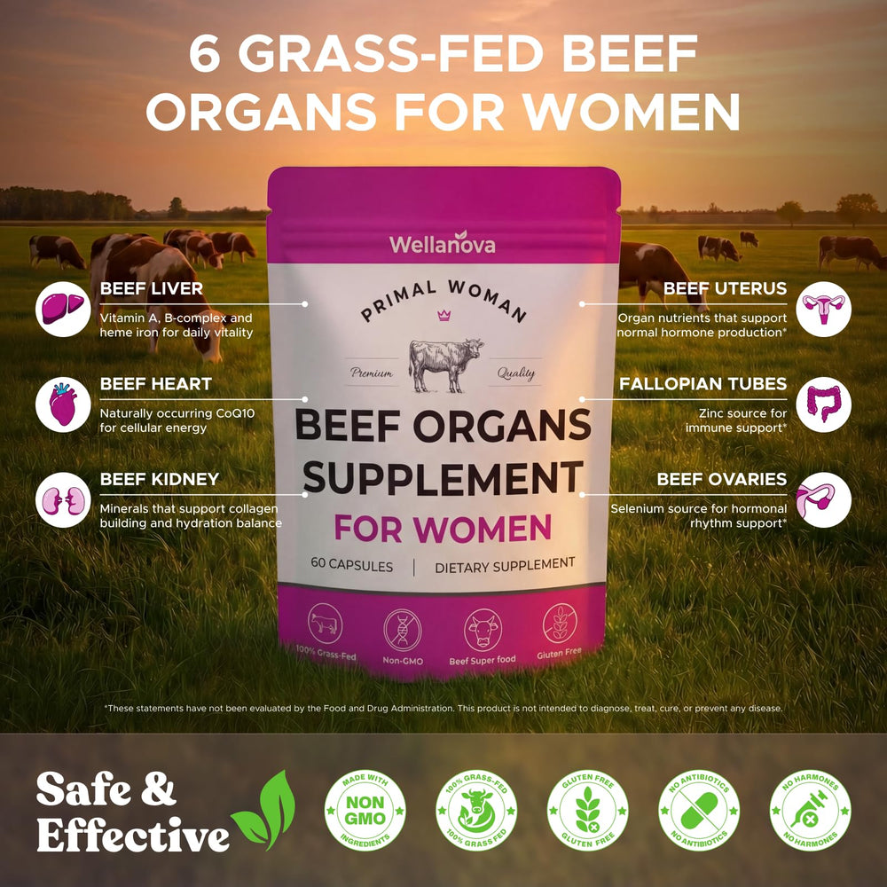 Wellanova Primal uterus tissue detail emphasizes unique source of hormone-friendly nutrients.