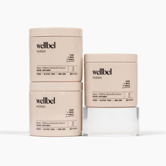 WELLBEL Women bottle front promotes daily beauty support for hair, skin, and nails.
