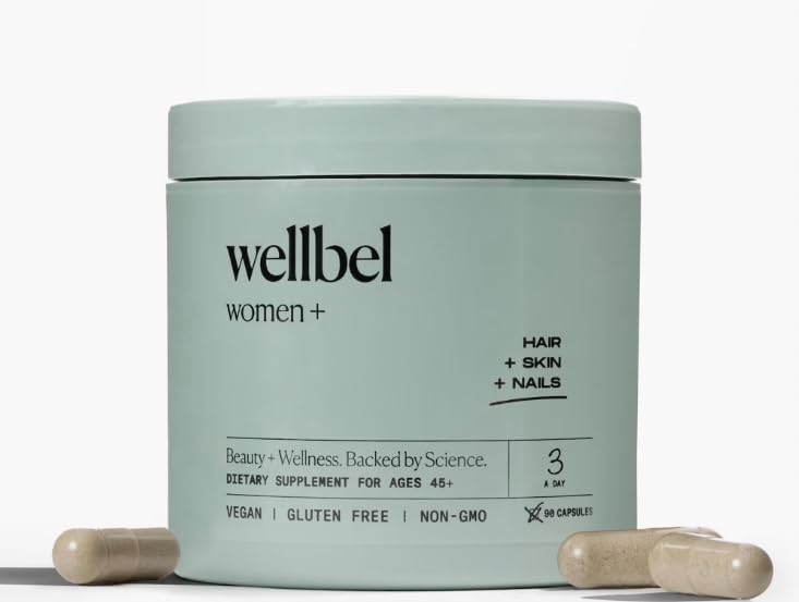 WELLBEL Women+ bottle front view highlighting clean packaging for daily use
