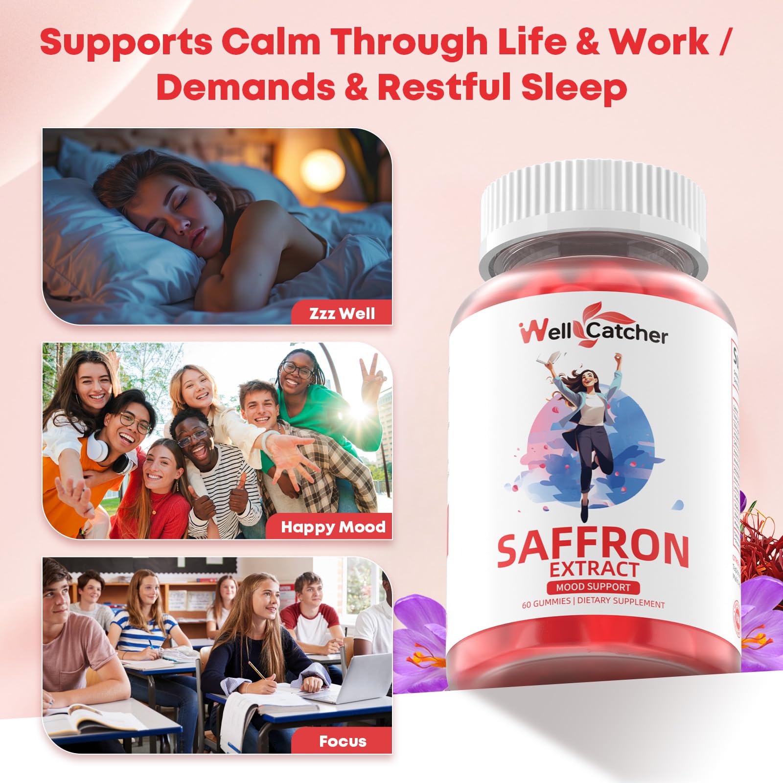 Wellcatcher saffron gummies vision-support for eye comfort