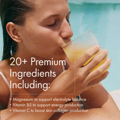 WelleCo HydroProtein Elixir ingredients panel highlights vegan protein and amino acids.