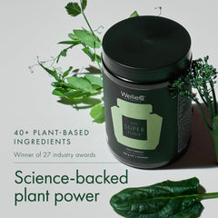 Close-up of ingredients like acai, pomegranate, and grapeseed in The Super Elixir.