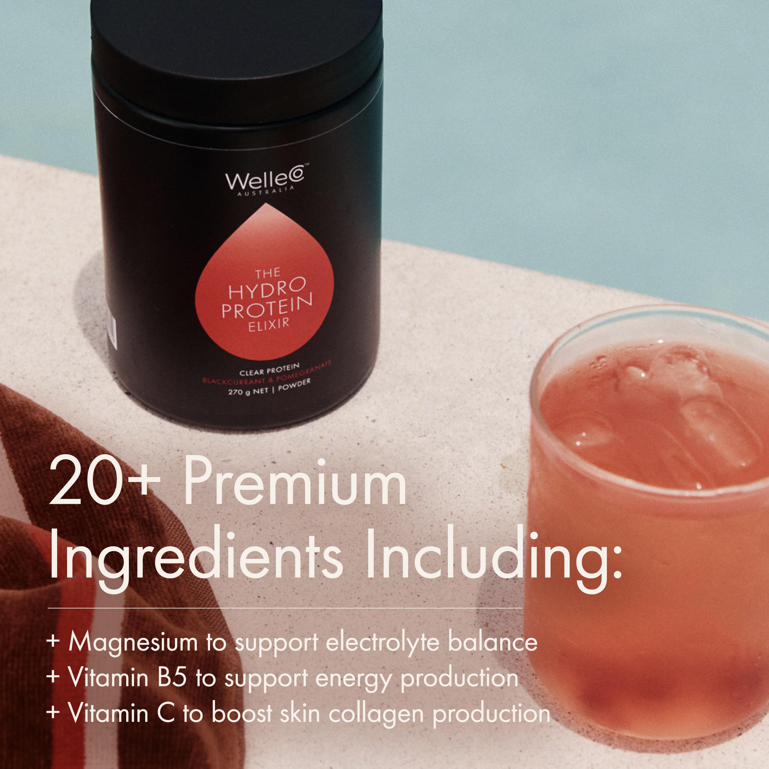 WelleCo HydroProtein Elixir glass of refreshed hydration