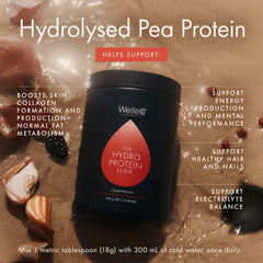 WelleCo HydroProtein Elixir label closeup with natural flavors
