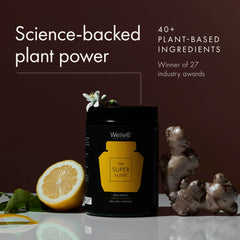 Close-up of probiotic fruit powders used in the WelleCo mix for daily wellness.