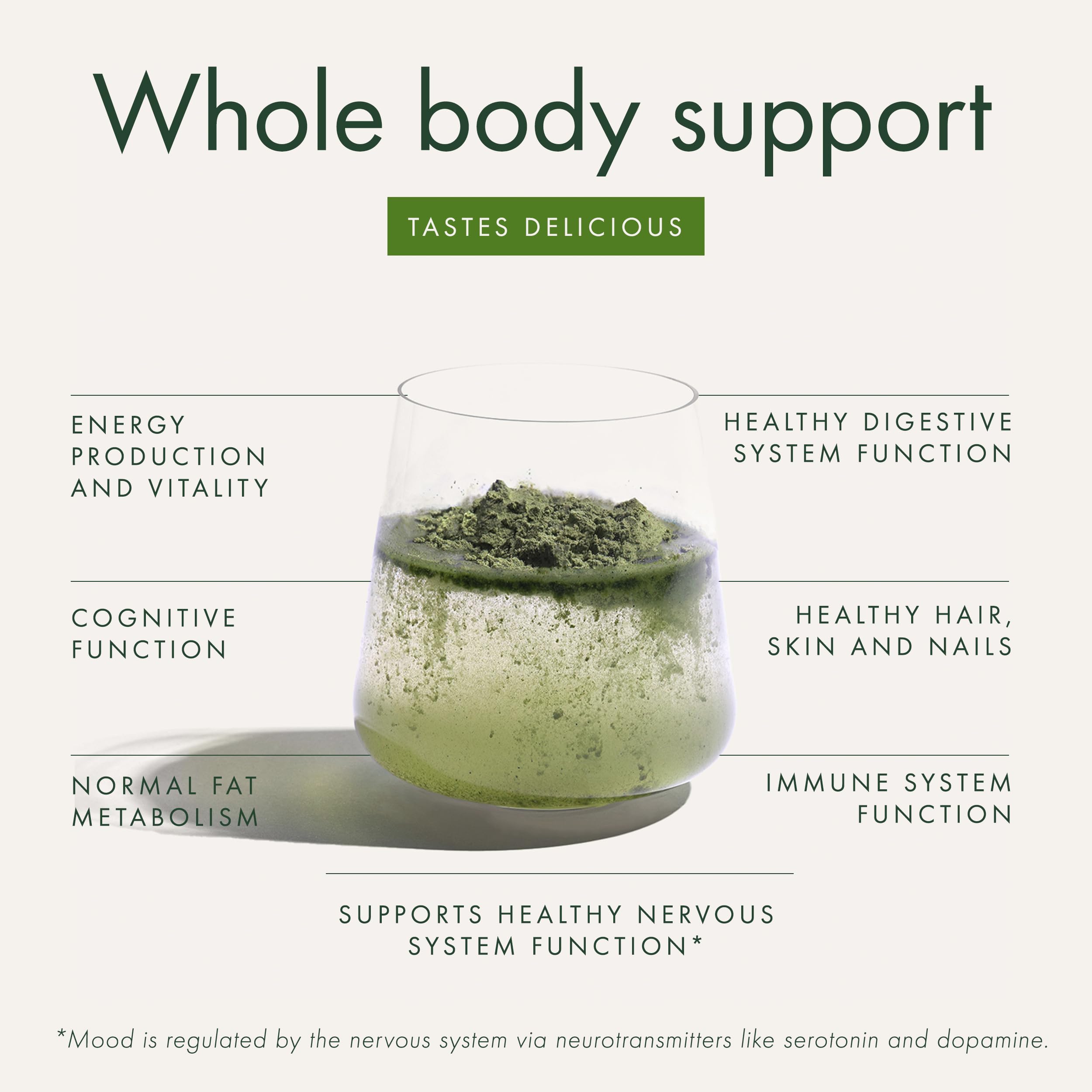 WelleCo Super Elixir powder scoop demonstrates precise serving for consistency.