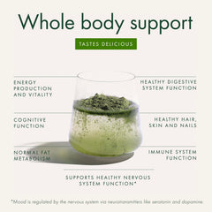 WelleCo Super Elixir powder scoop demonstrates precise serving for consistency.