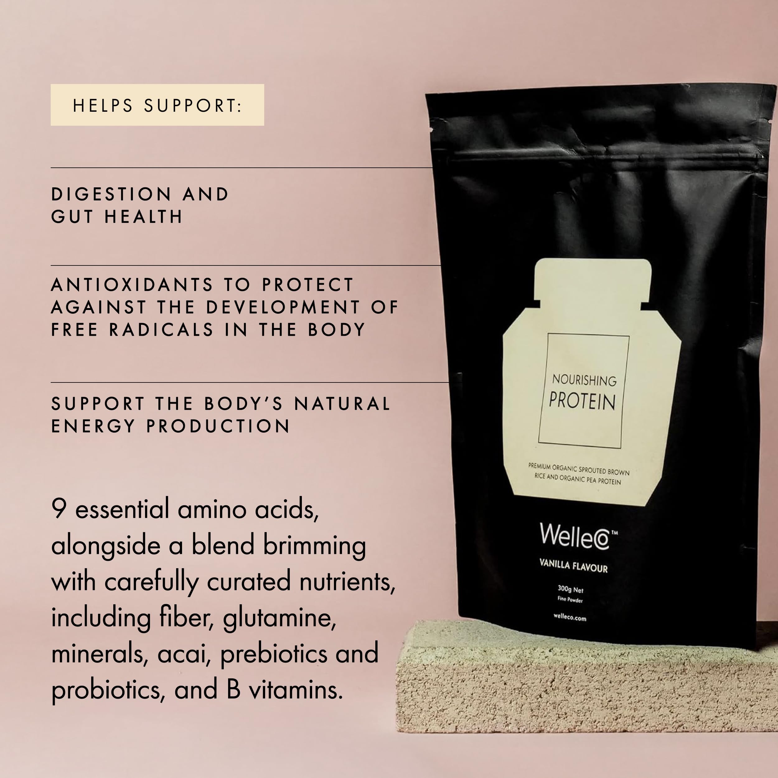 WelleCo vanilla protein shake with fruit for a tasty energy lift