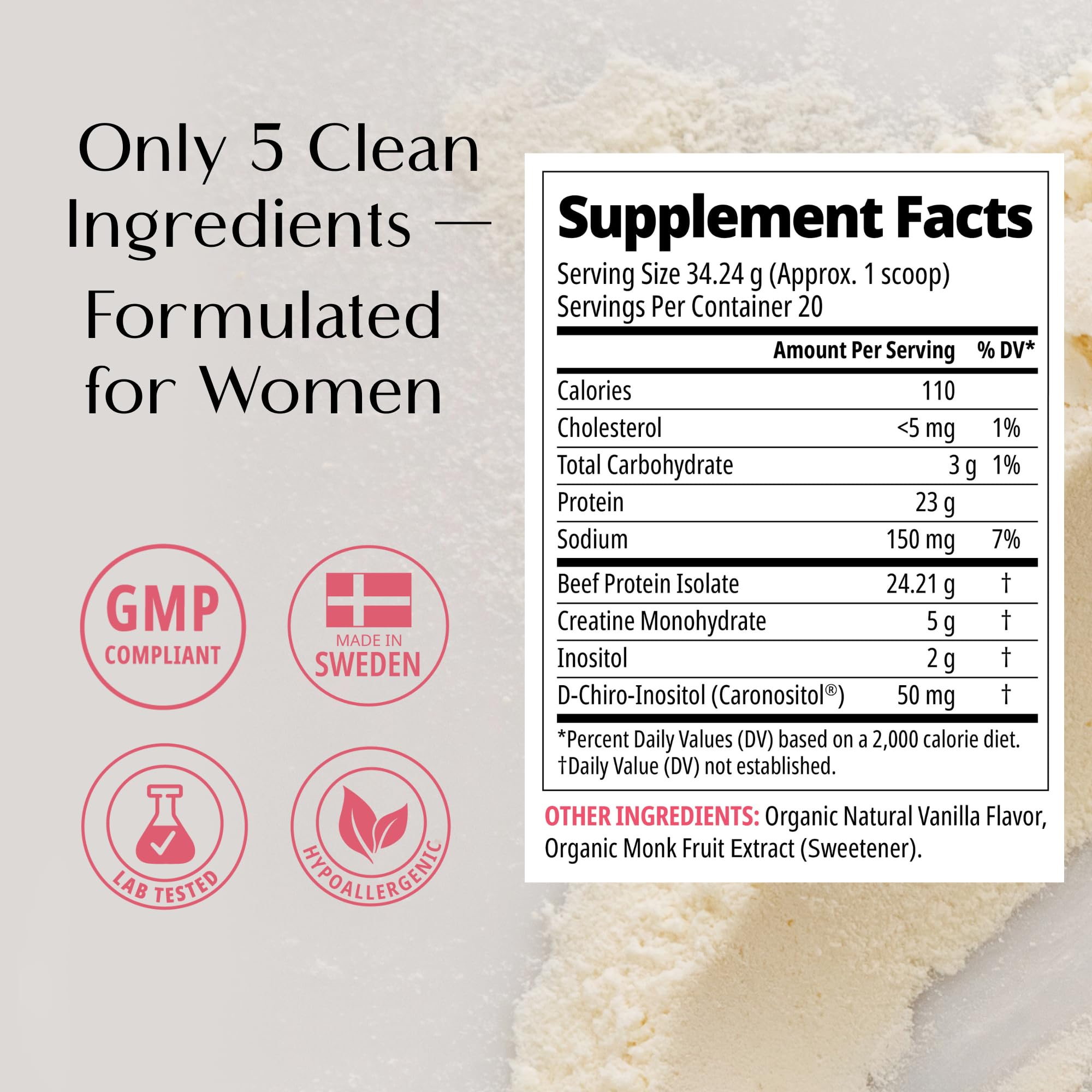 Wellena Her Protein inositol 2g portion supports metabolic balance