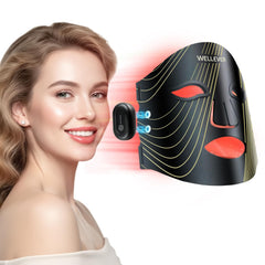 WELLEVER red light therapy mask front view shows cordless convenience for home use