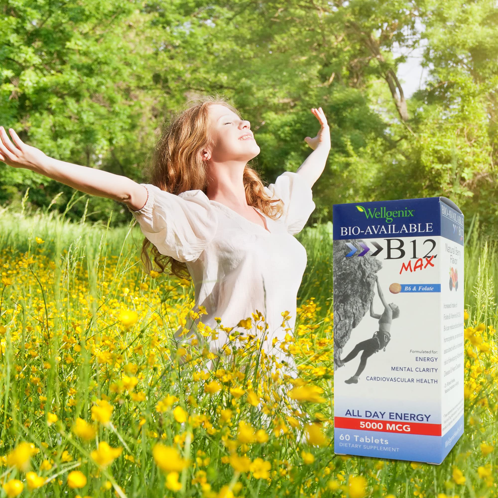 Wellgenix Bio-Available Sublingual B12 Max serving suggestion with glass of water