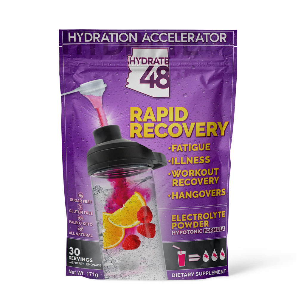 Wellgenix Hydrate48 bottle front view highlighting sugar-free hydration benefits.