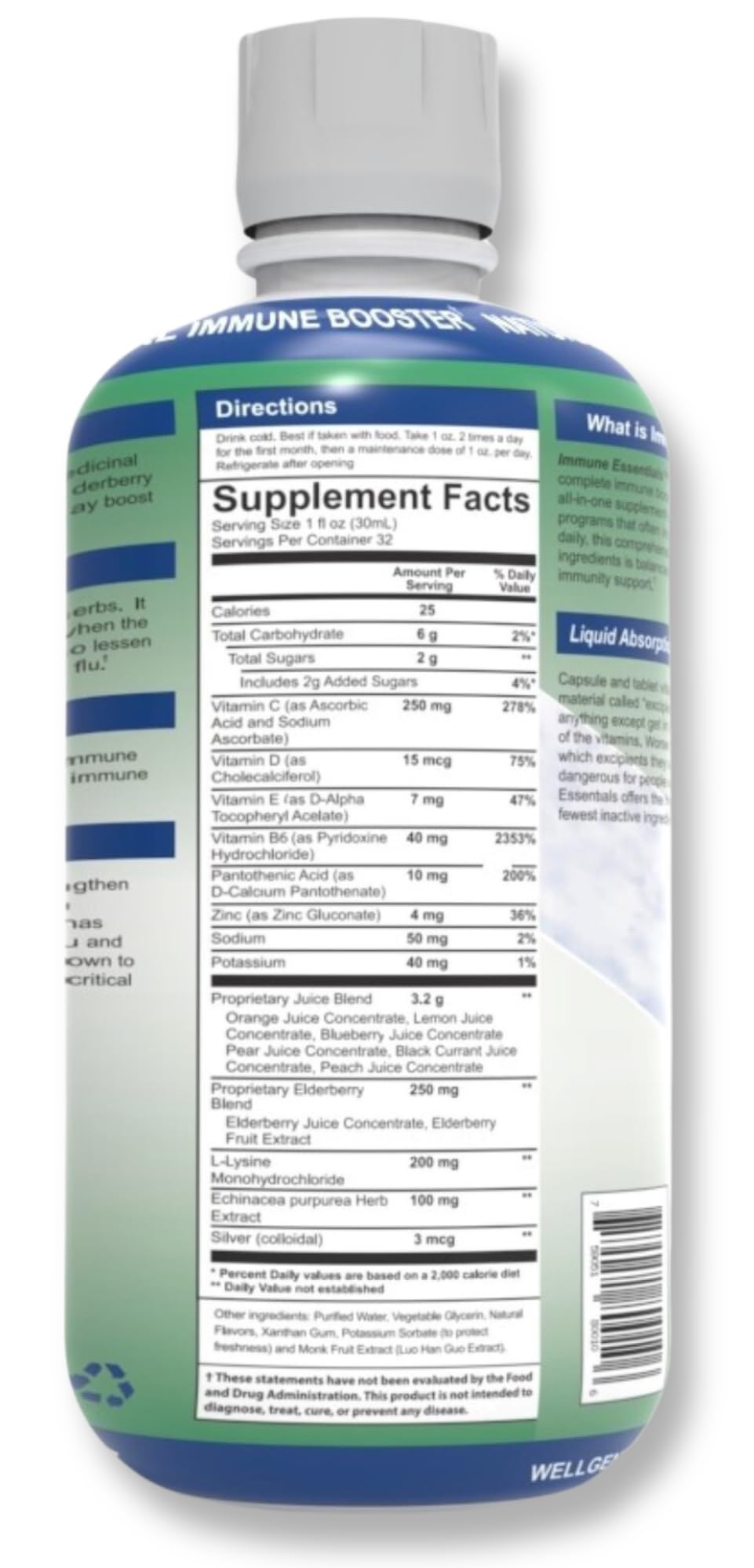 Wellgenix Immune Essentials elderberry blend close-up highlighting natural ingredients.