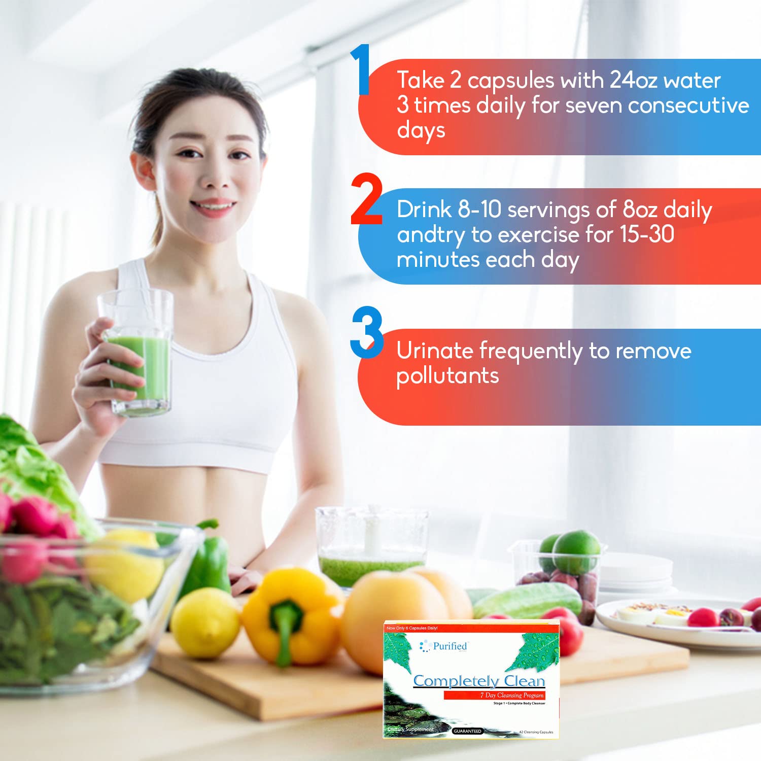 Wellgenix Omni Completely Clean capsules with natural herbal blend infographic