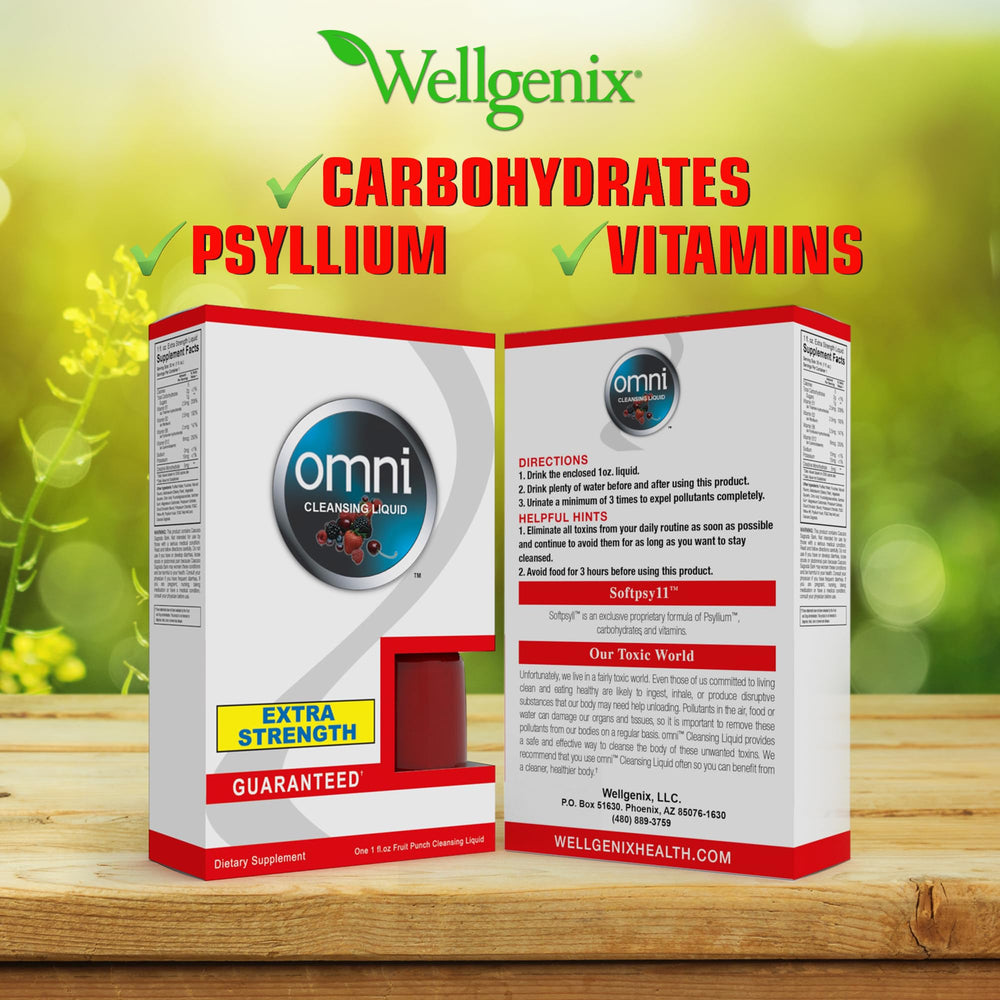 Wellgenix Omni Detox ingredients label highlights vitamins and minerals.