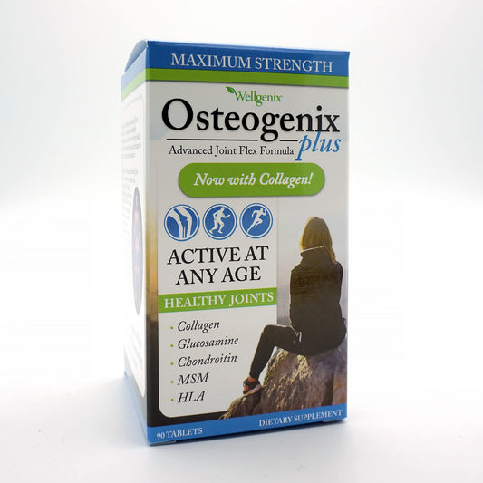 Wellgenix Osteogenix bottle label detail highlights daily joint comfort and ingredient transparency