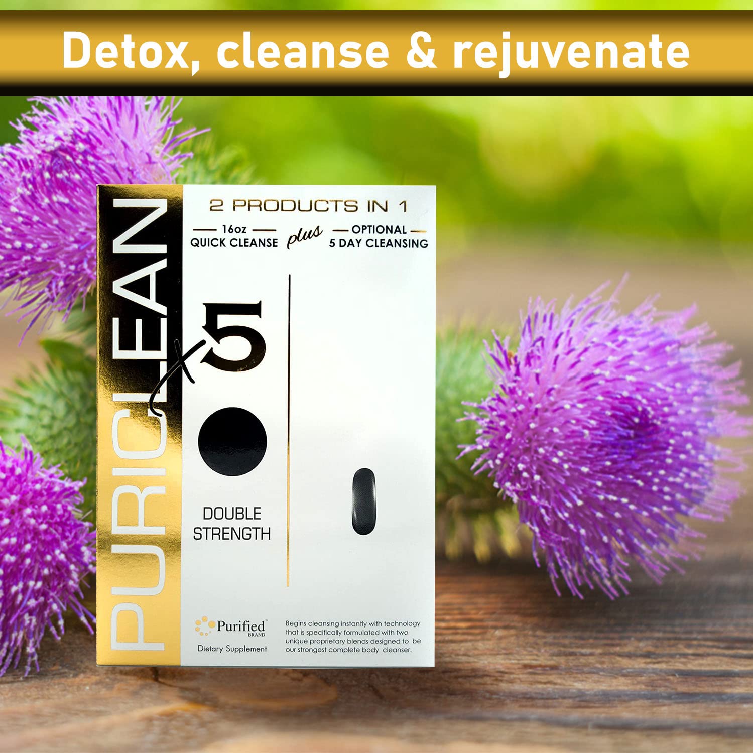 Wellgenix Puriclean X5 packaging box showing double strength formula.