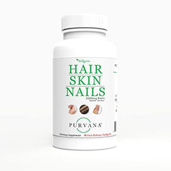 Purvana Biotin softgels close-up highlighting 2500mcg for keratin support.