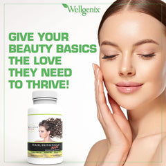 Wellgenix Purvana MAX bottle nutrition panel highlights Biotin 5000mcg.