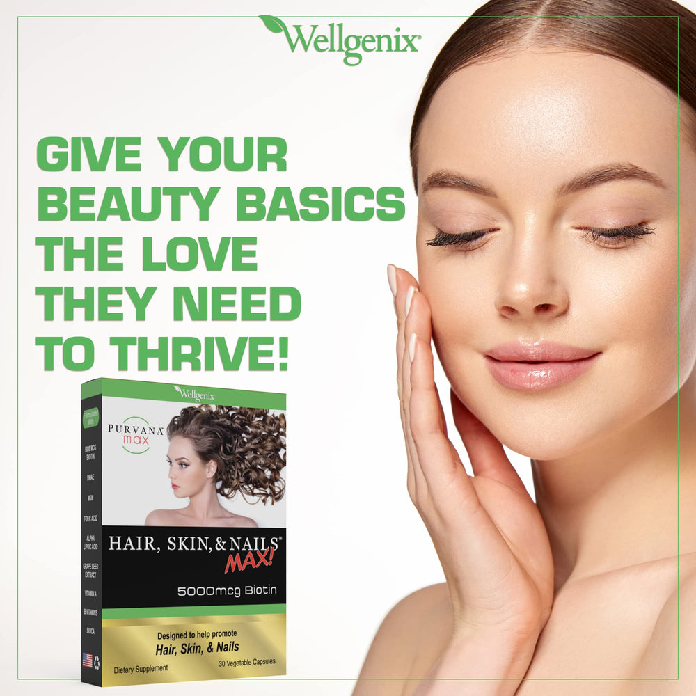 Wellgenix Purvana MAX ingredients list features biotin and MSM.