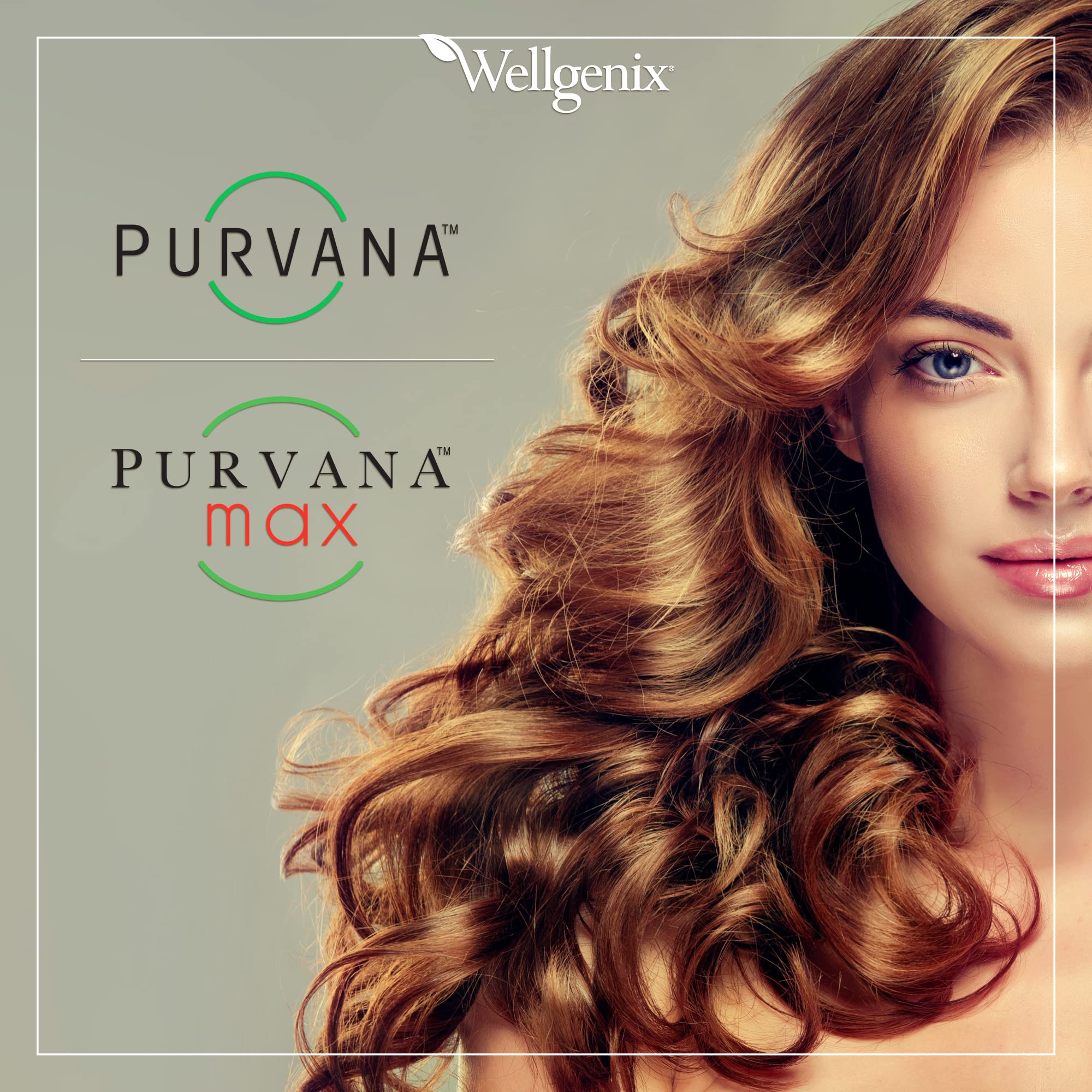 Wellgenix Purvana MAX vegetarian capsules image highlights plant-based formula.