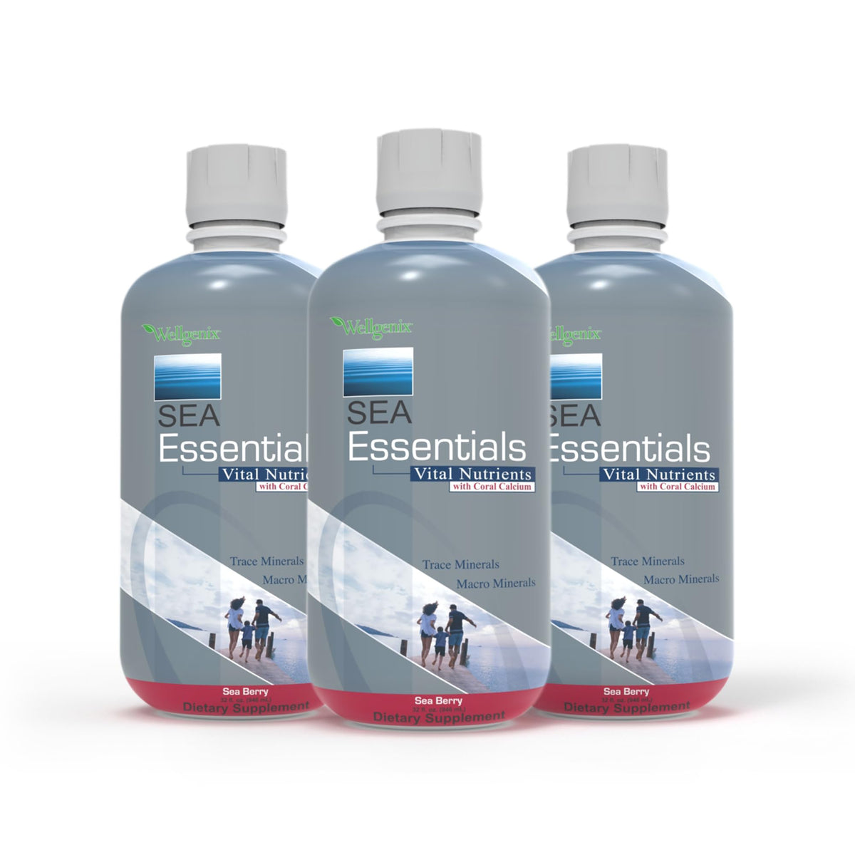 Wellgenix Sea Essentials bottle front view with sea berry flavor for daily nutrition