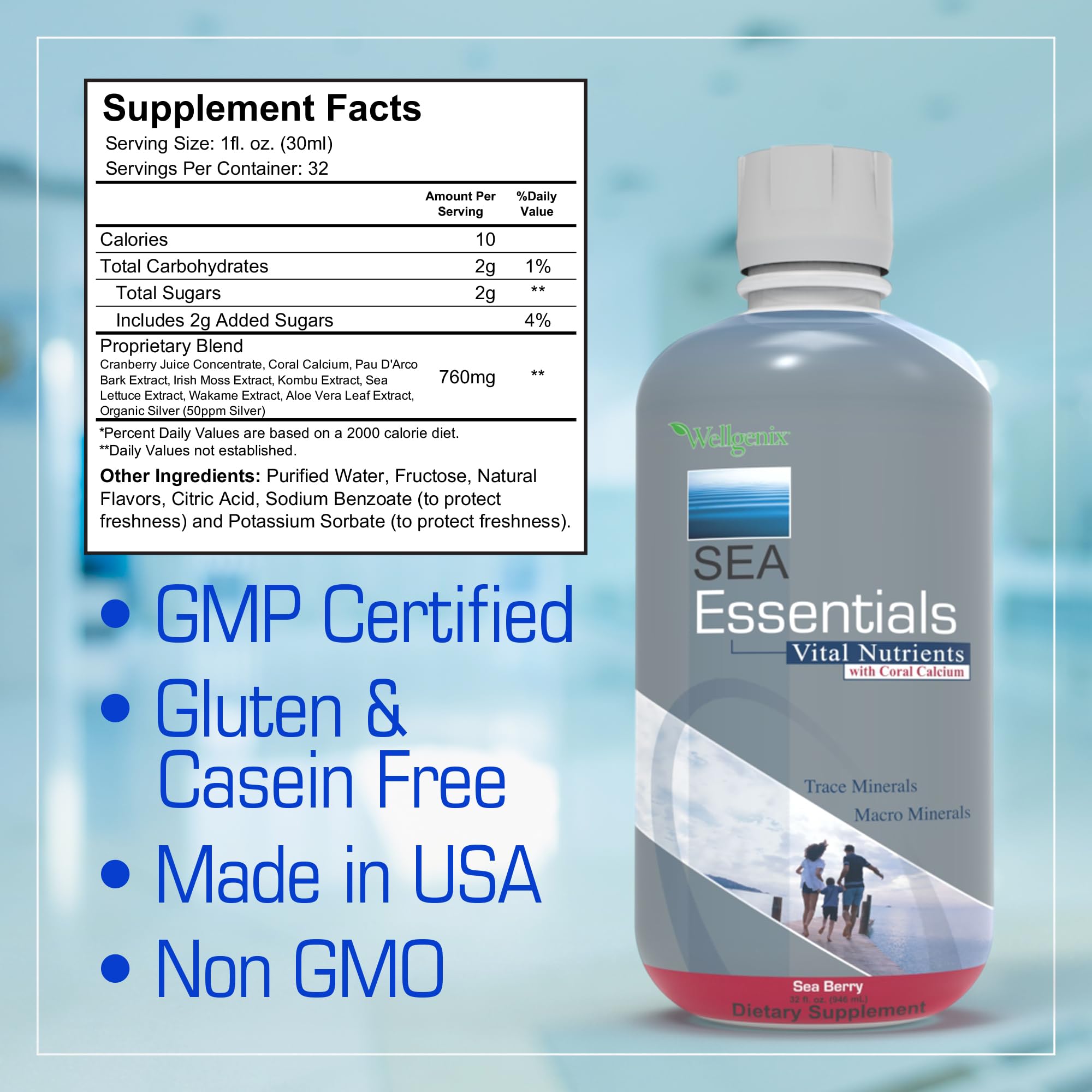 Wellgenix Sea Essentials label communicates clear ingredients for informed choices