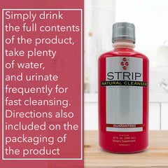 Wellgenix Strip NC fruit-punch bottle on counter suggests tasty detox option
