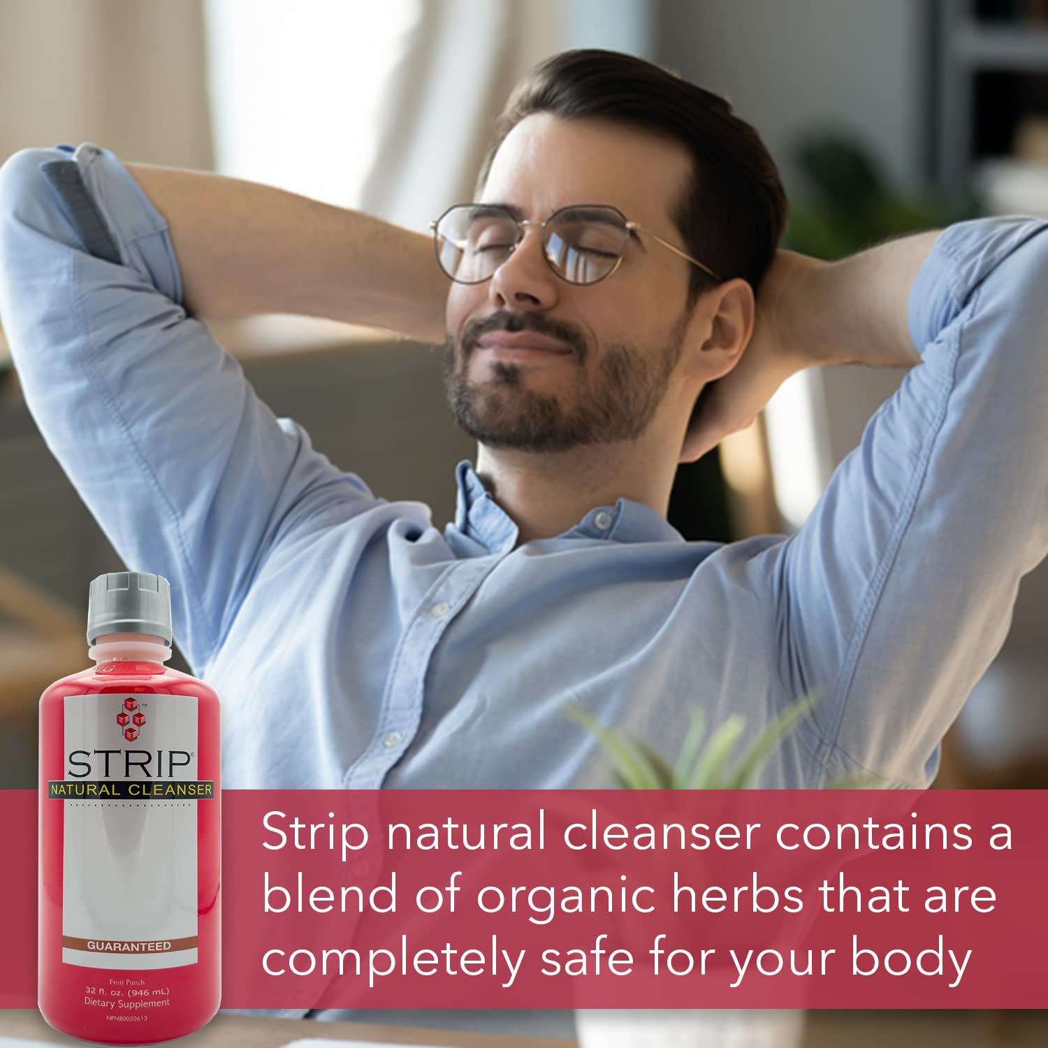 Wellgenix Strip NC glass with liquid shows fruit punch flavor for refreshing detox