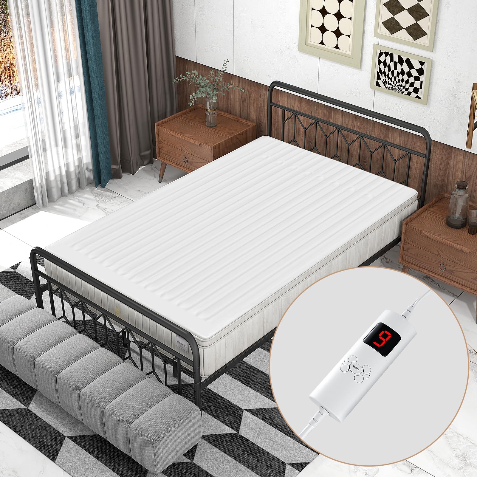 WELLHUT twin heated mattress pad plush fabric close-up emphasizing soft touch
