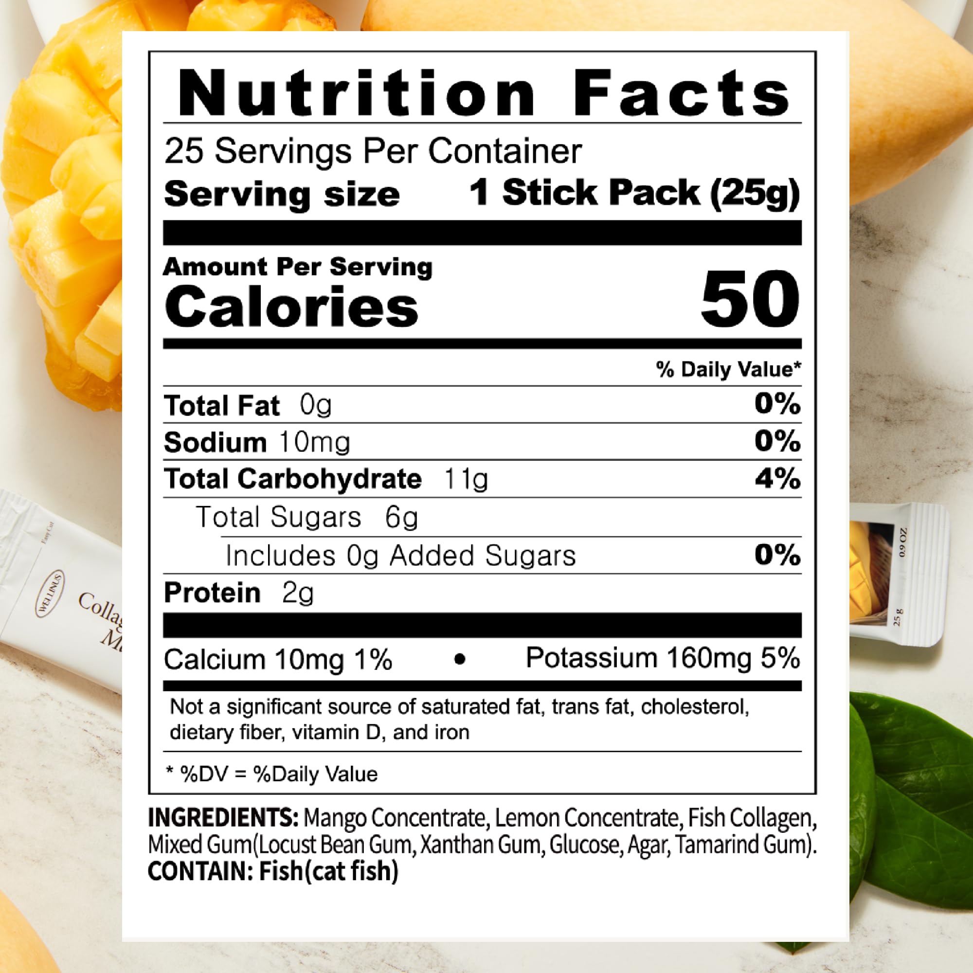 WELLINUS mango collagen jelly closeup shows rich texture and hydration friendly snack.